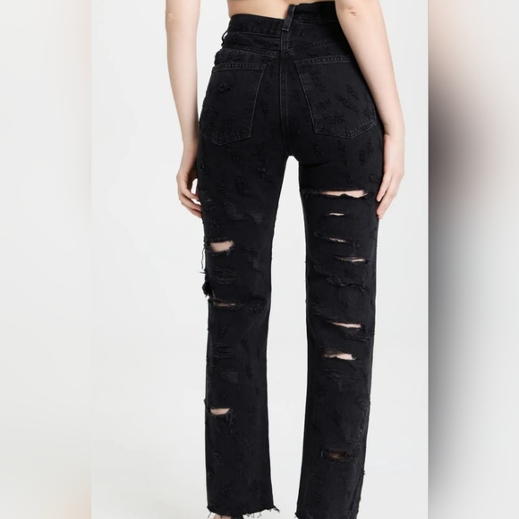 AGOLDE - Criss Cross Straight Jeans black high rise, straight leg, ripped, US 24 - Picture 5 of 5